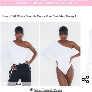 PLT Brand new white one shoulder bodysuit.